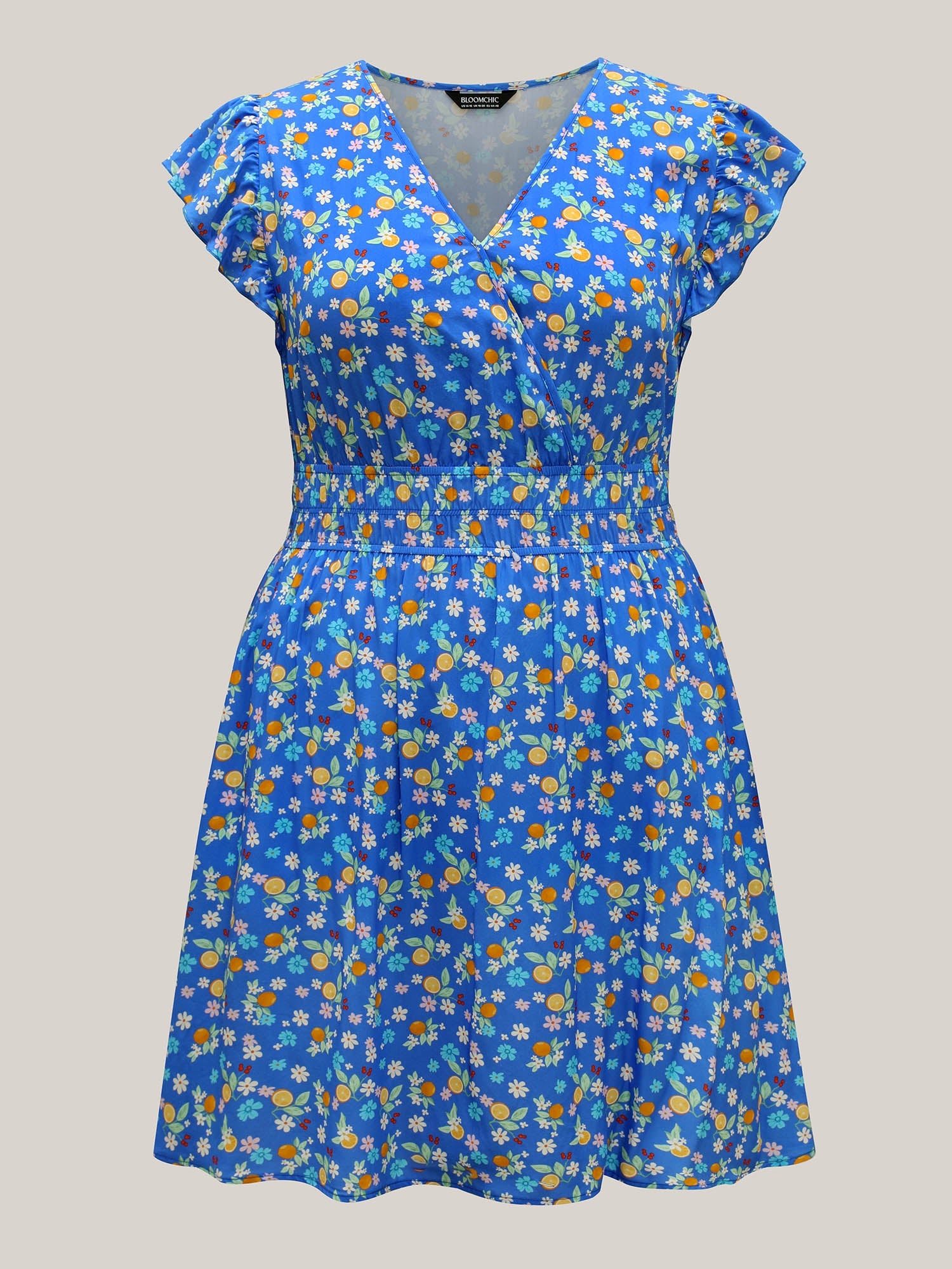Fruity Floral Stretchy Waist Mini Dress