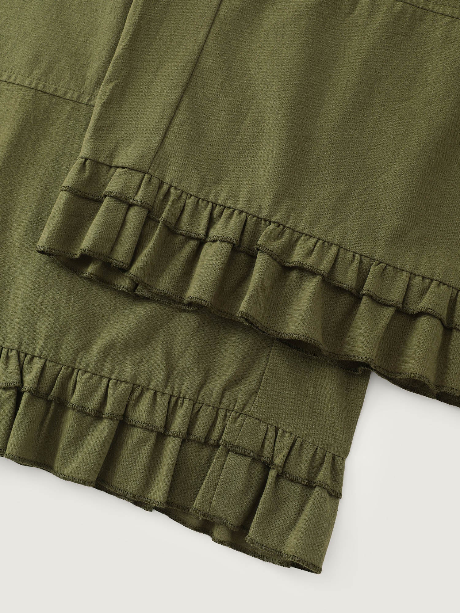 Cotton Ruffled Hem Wide-Leg Pants