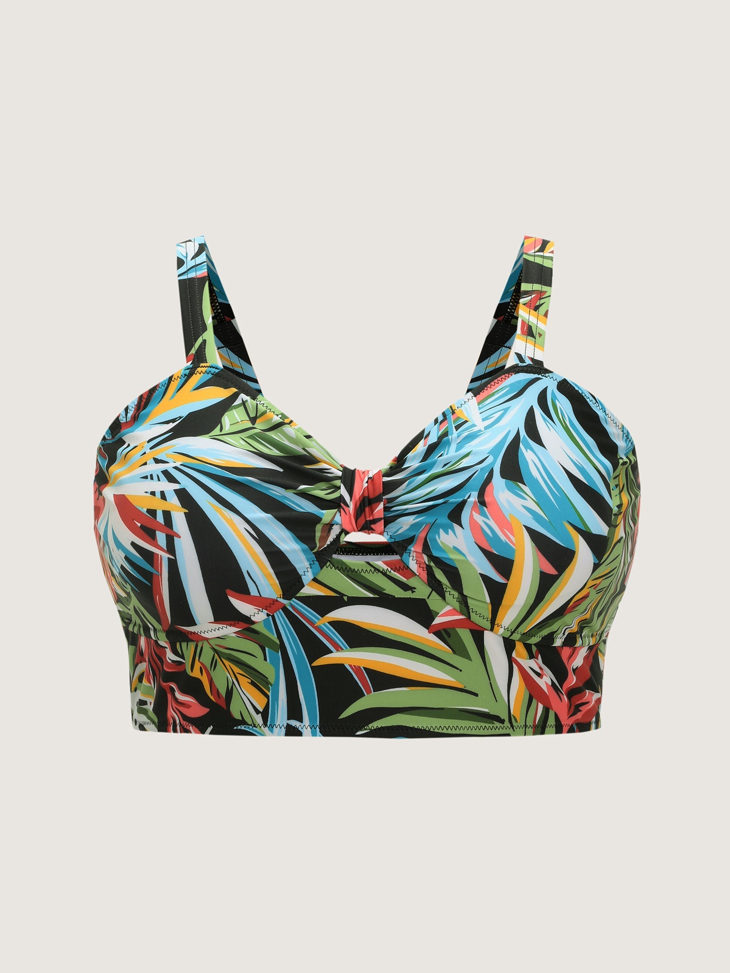 Tropical Vibes Print Ruched Swim Top