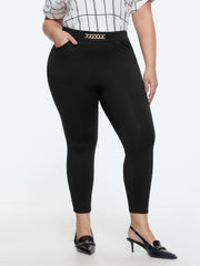 Stretchy Buckle Waistband Skinny-Fit Pants