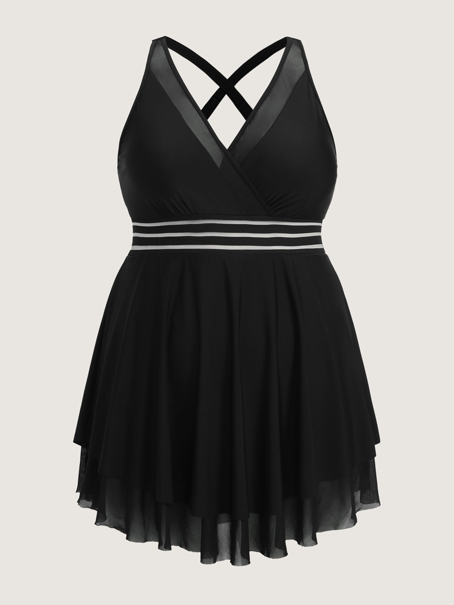Sheer Layered Hem Flowy Swim Dress