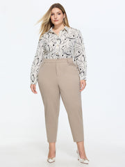 Stretchy Mid-Rise Plain Pants
