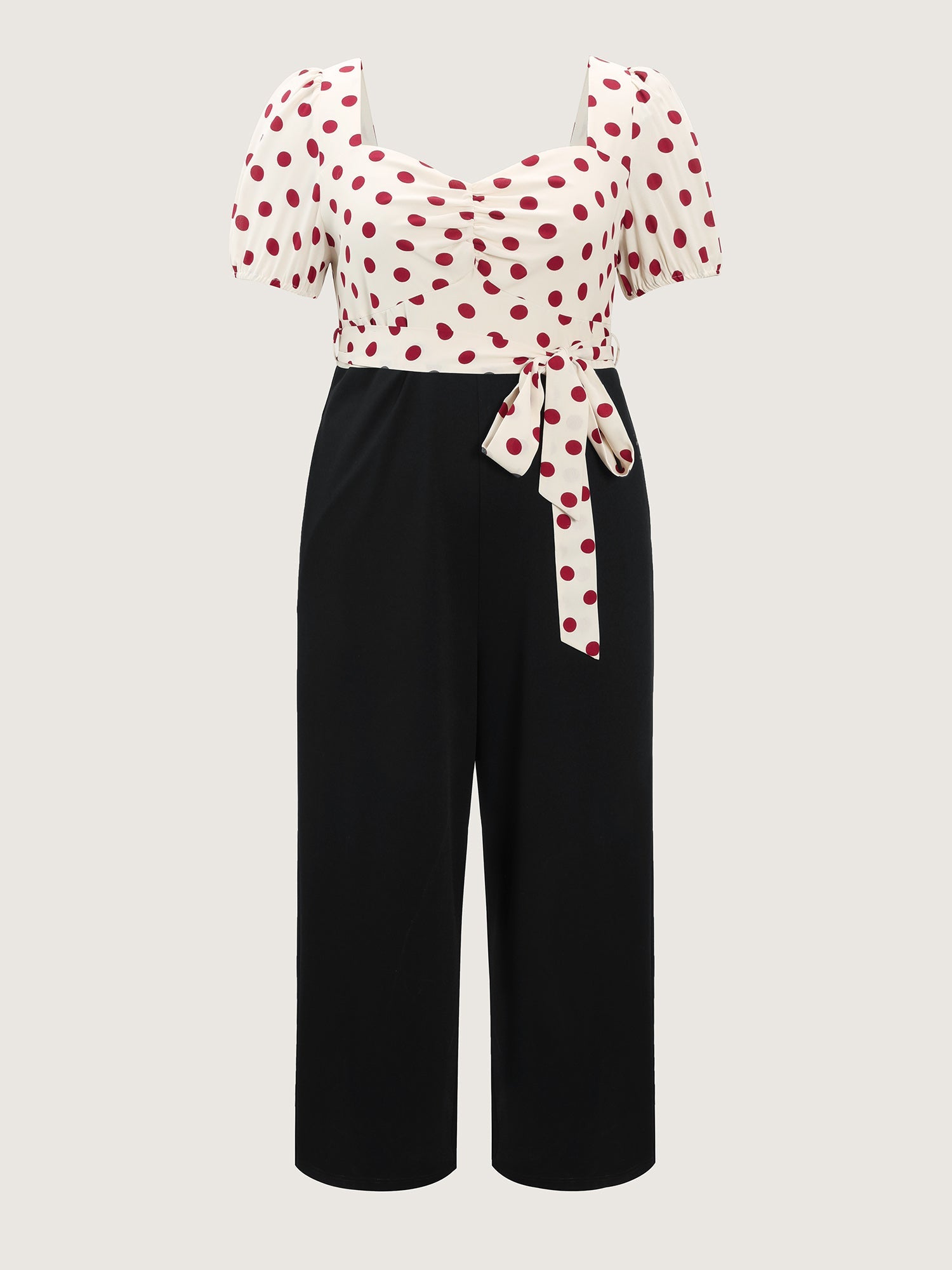 Polka Dots Waist-Tie Jumpsuit