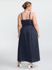 Pleated Side Skirt Sculpted Cami Maxi Dress