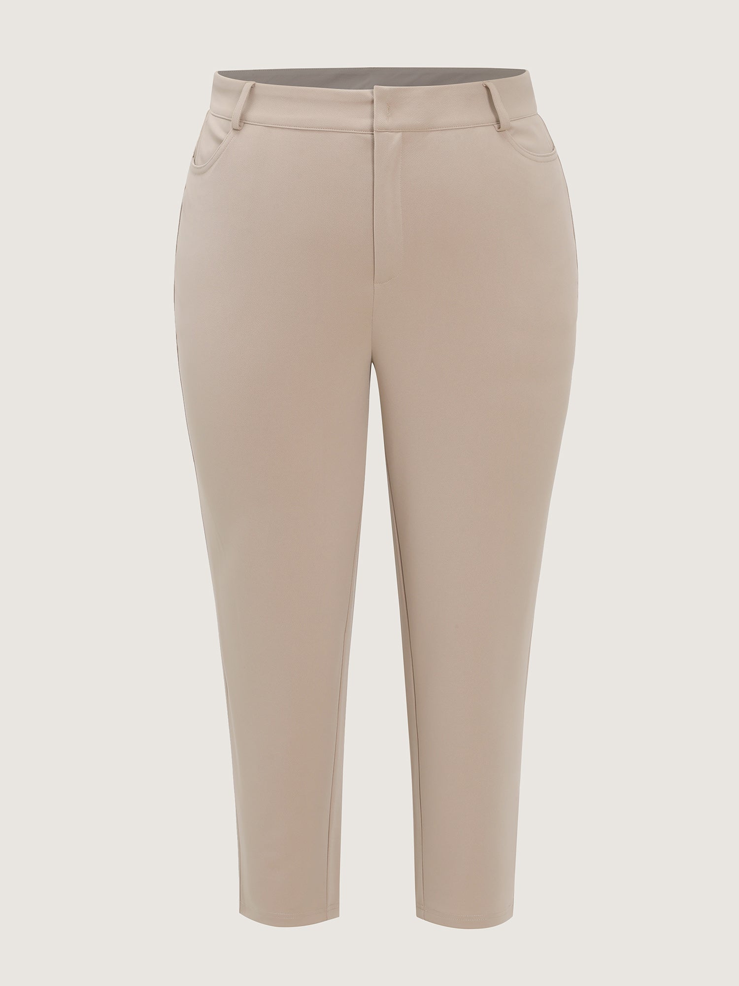 Stretchy Mid-Rise Plain Pants