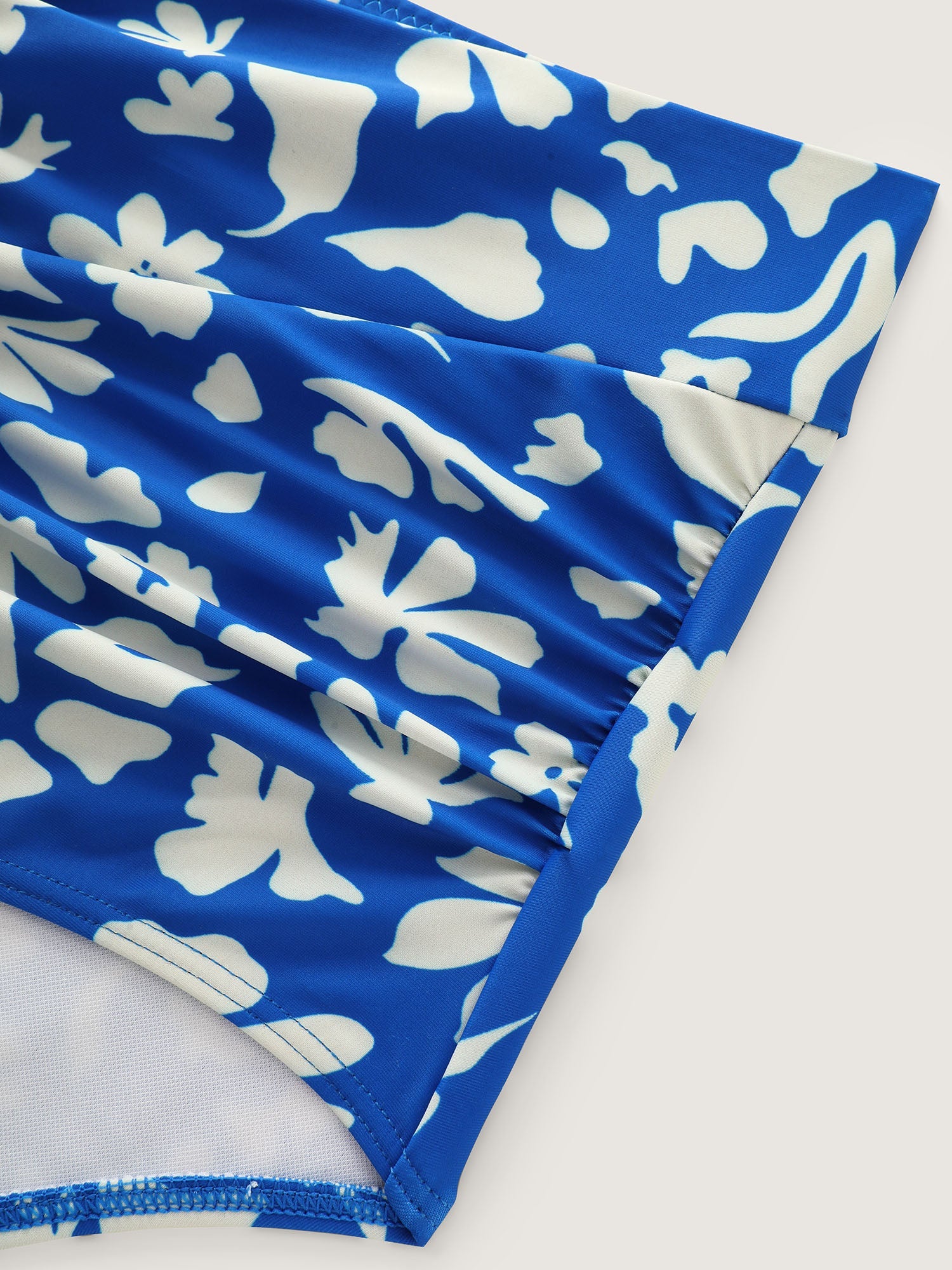 Floral Print High-Waisted Ruched Swim Bottoms