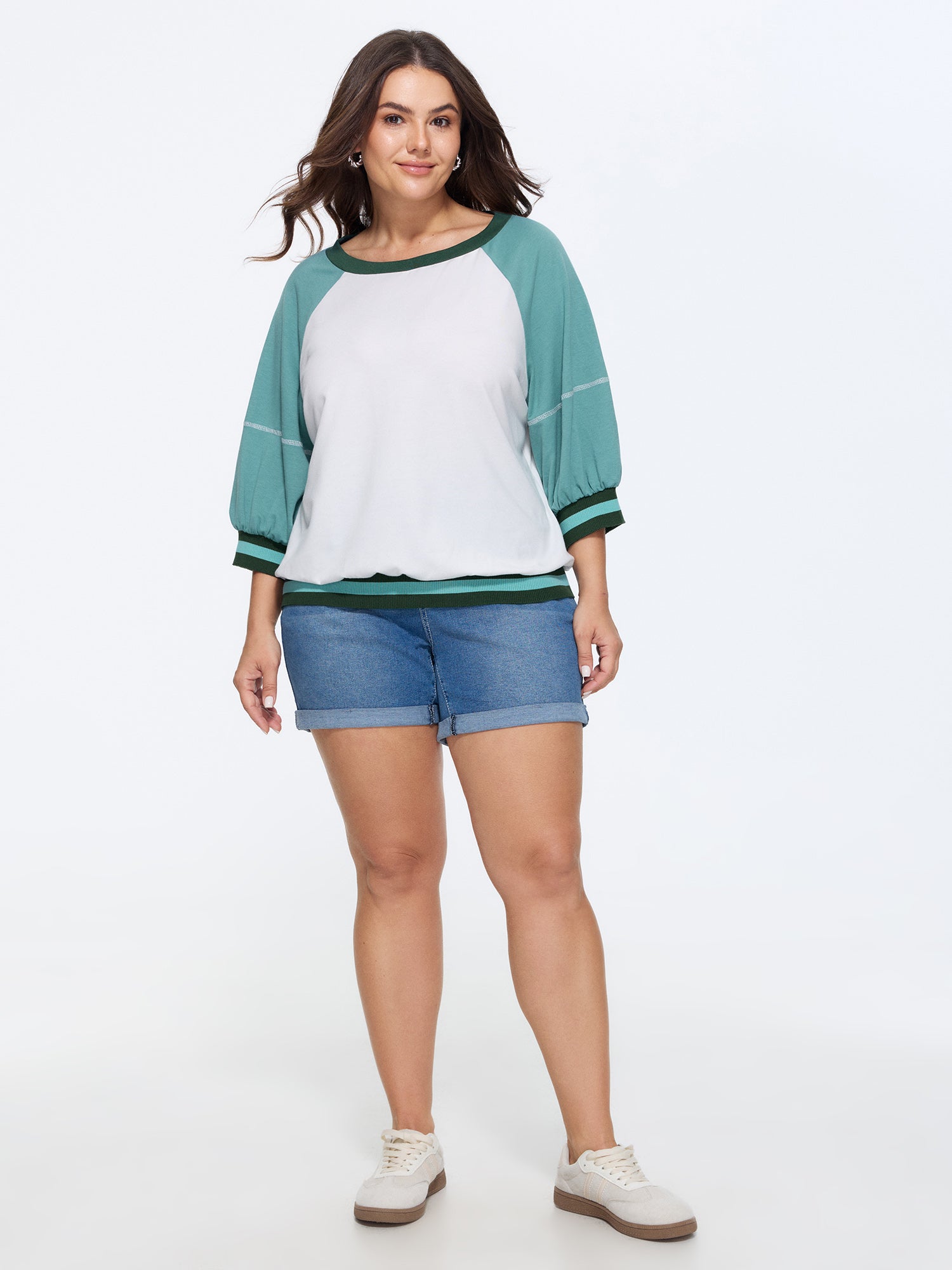 Color Contrast Raglan Sleeve Sweatshirt