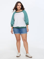 Color Contrast Raglan Sleeve Sweatshirt