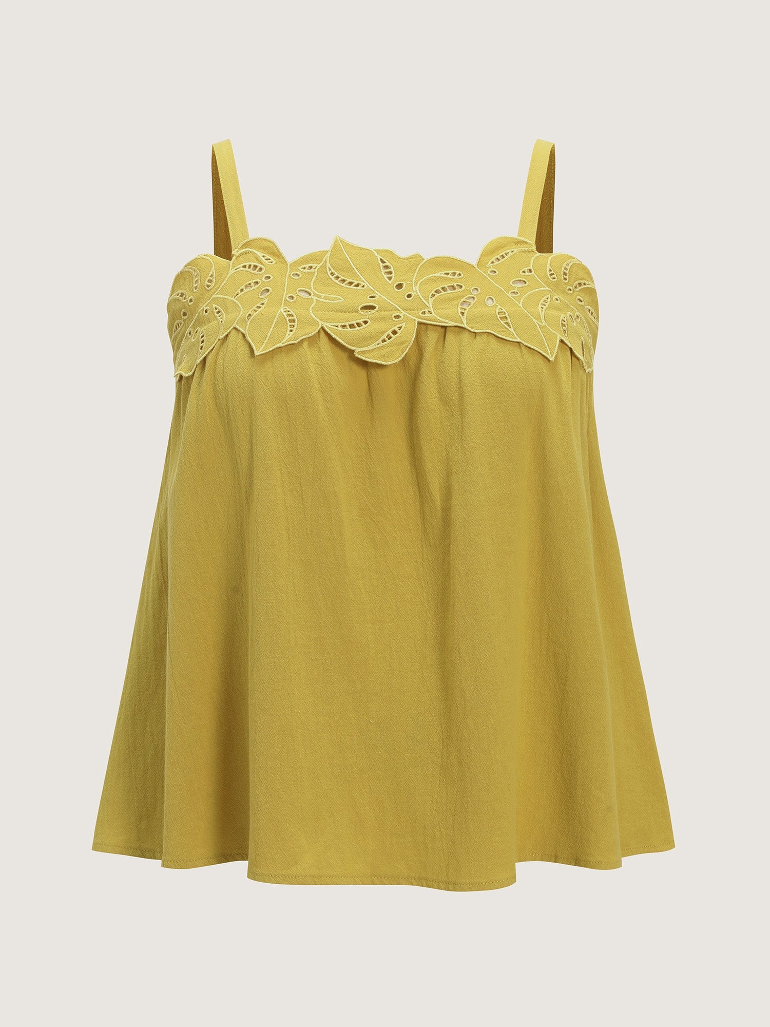 Cotton Embroidered Neckline Flowy-Fit Top