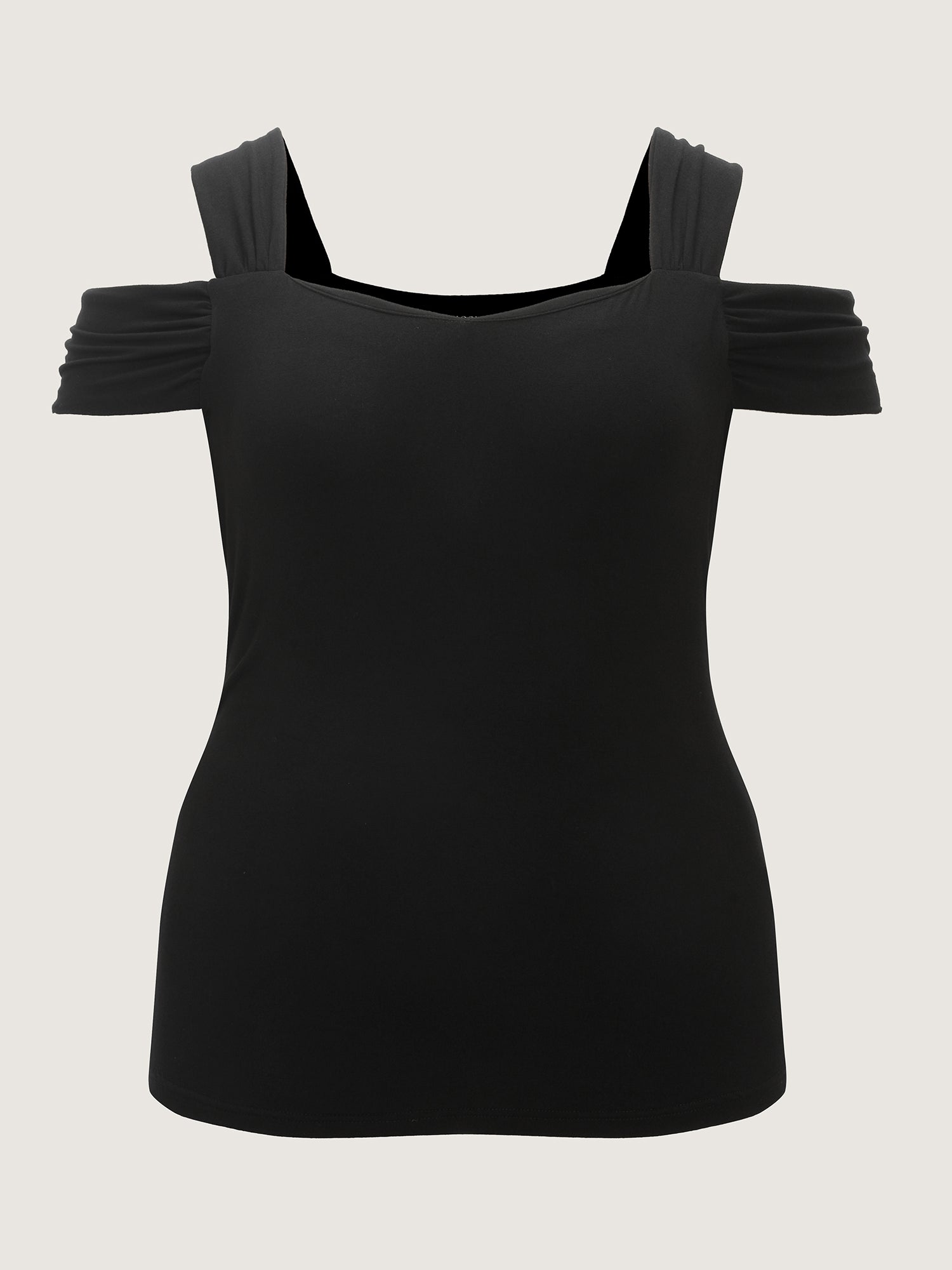 Elegant Stretchy Cold-Shoulder Plain Top