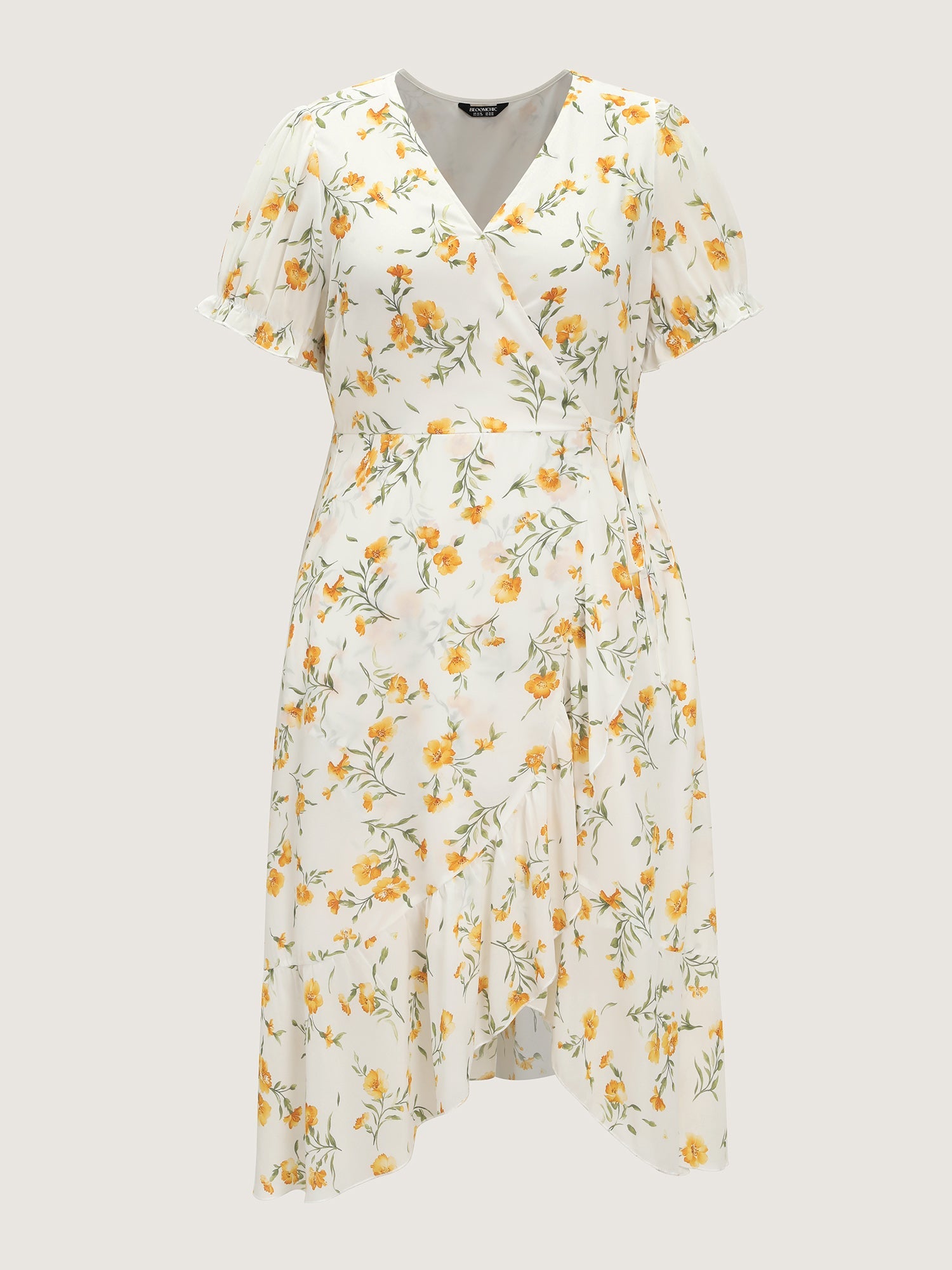 Floral Print Petal Hem Flowy Midi Dress