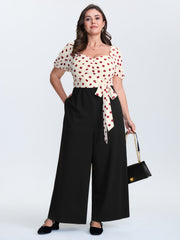 Polka Dots Waist-Tie Jumpsuit