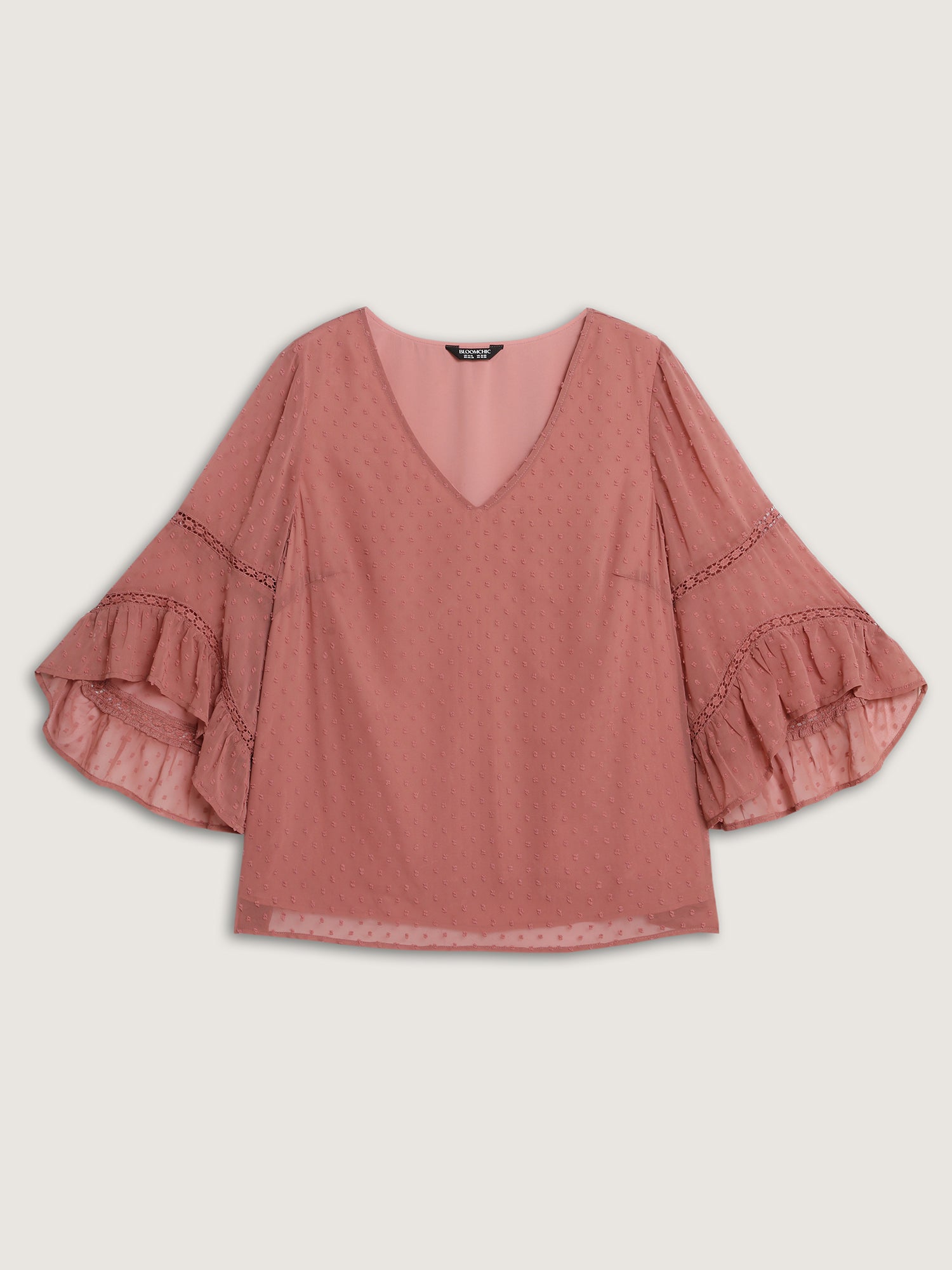 Asymmetrical Ruffled Sleeve Lace Blouse