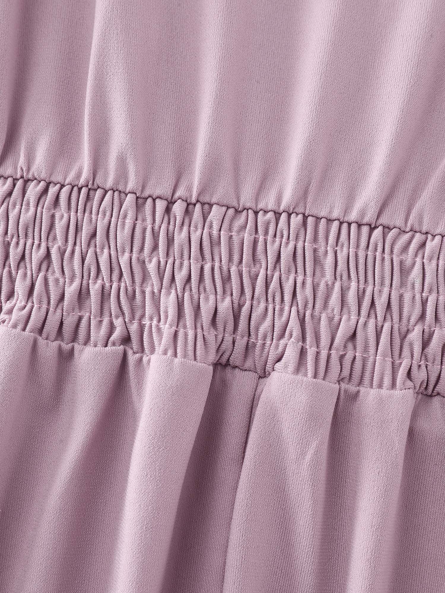 V-Neck Pleated Plain Knit Top