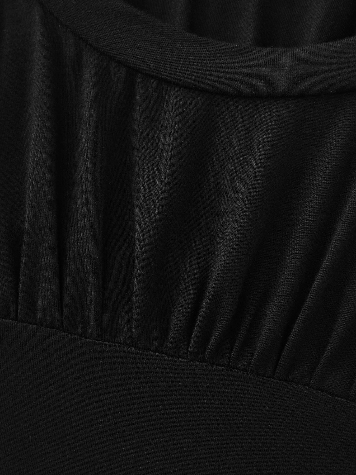 Supersoft Pleated Round Neckline Fitted T-Shirt