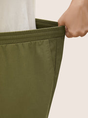 Linen Blend Wide Leg Cargo Pants