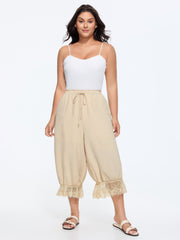 Supersoft Sheer Lace Ruffled Hem Pants