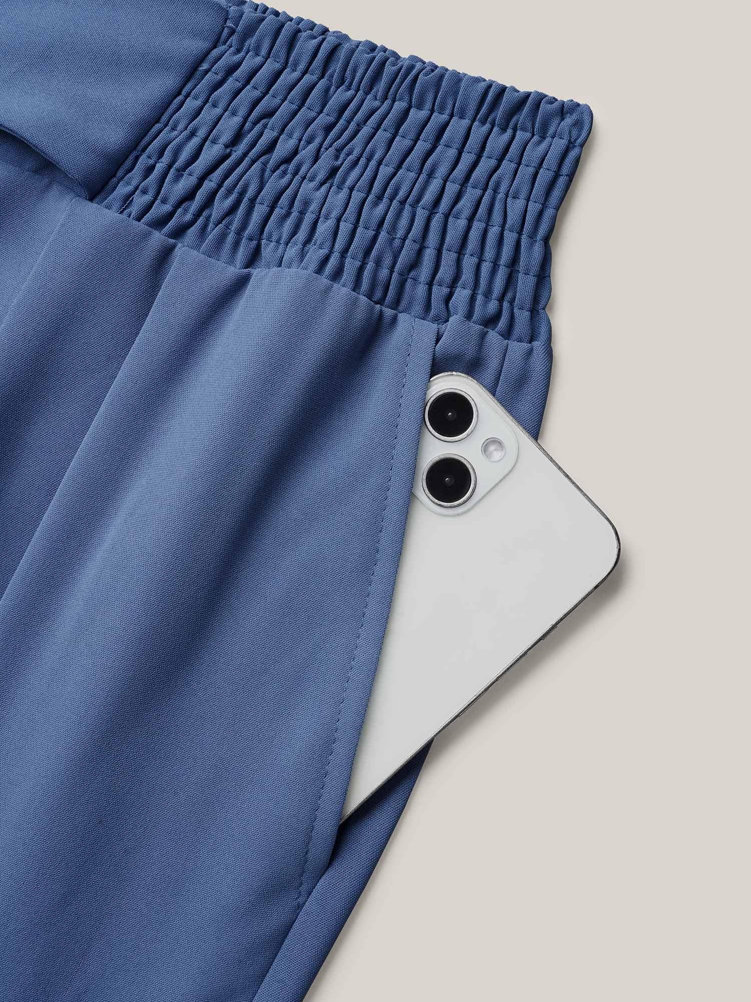 Smocked Waist-Tie Flared Pants