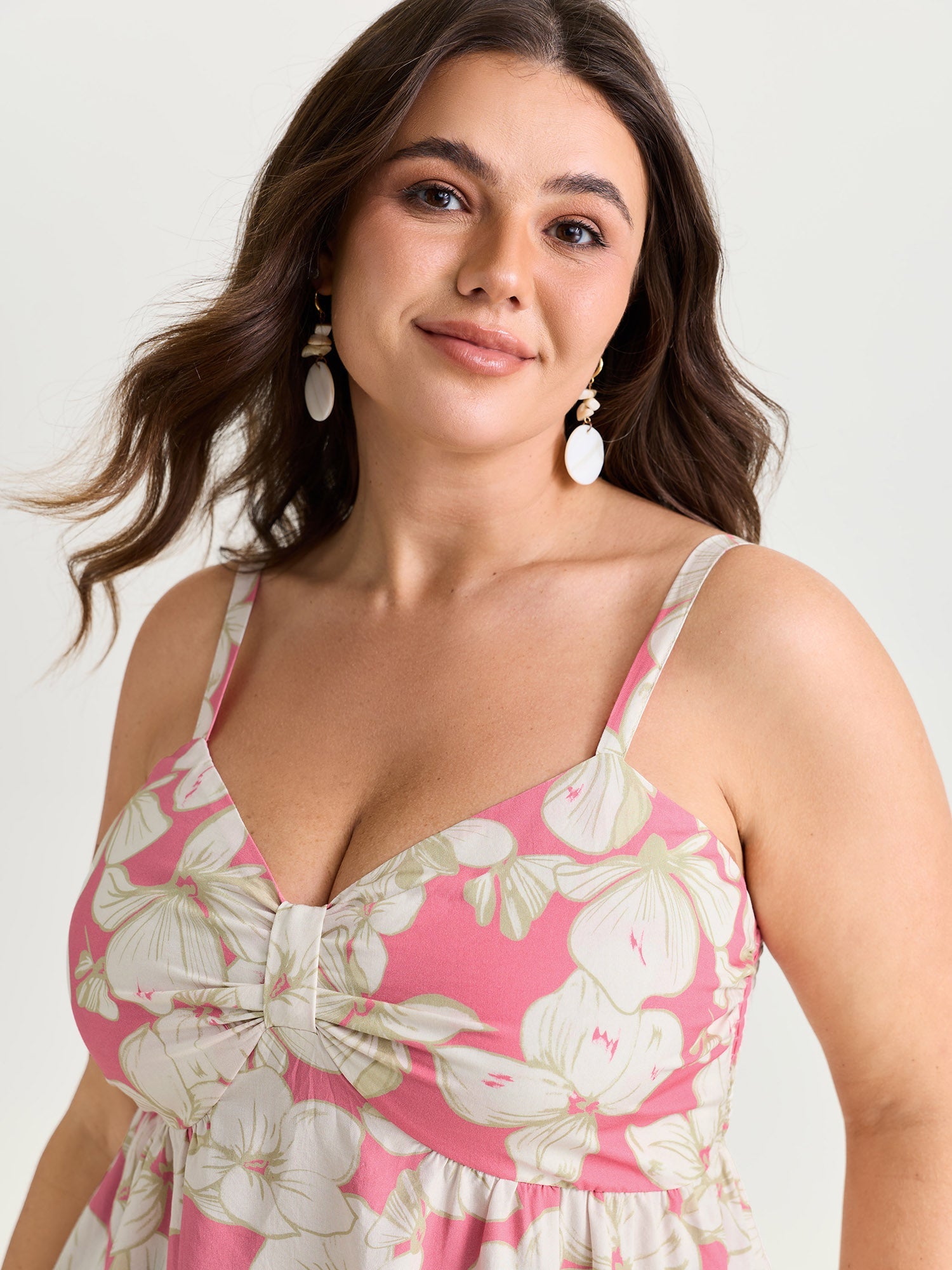 Floral Print Shirred Bodice Tank Top