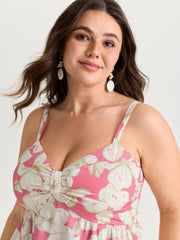 Floral Print Shirred Bodice Tank Top