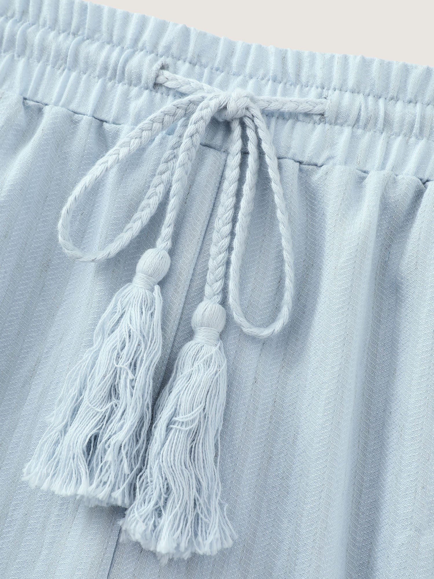 Linen Blend Side Design Drawstring Waist Pants