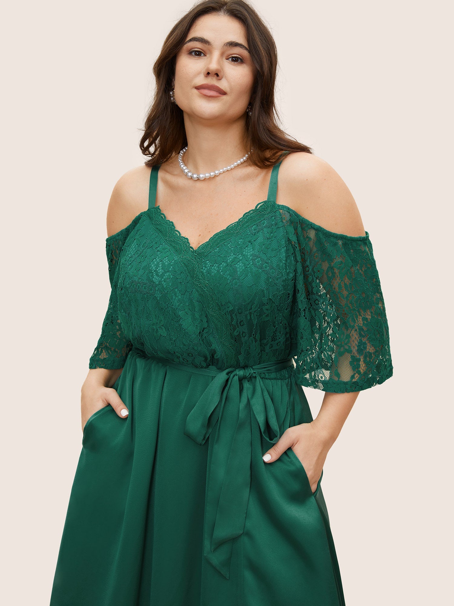 Crochet Lace Mesh Cold Shoulder Dress