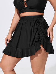 Adjustable Side Drawstring Ruffled Swim Bottoms