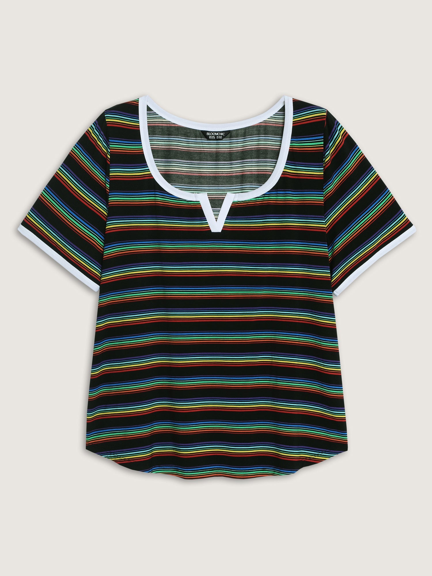 Stretchy Colorful Striped Print T-Shirt