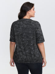 Rivets Snowflake Effect Stretchy T-Shirt