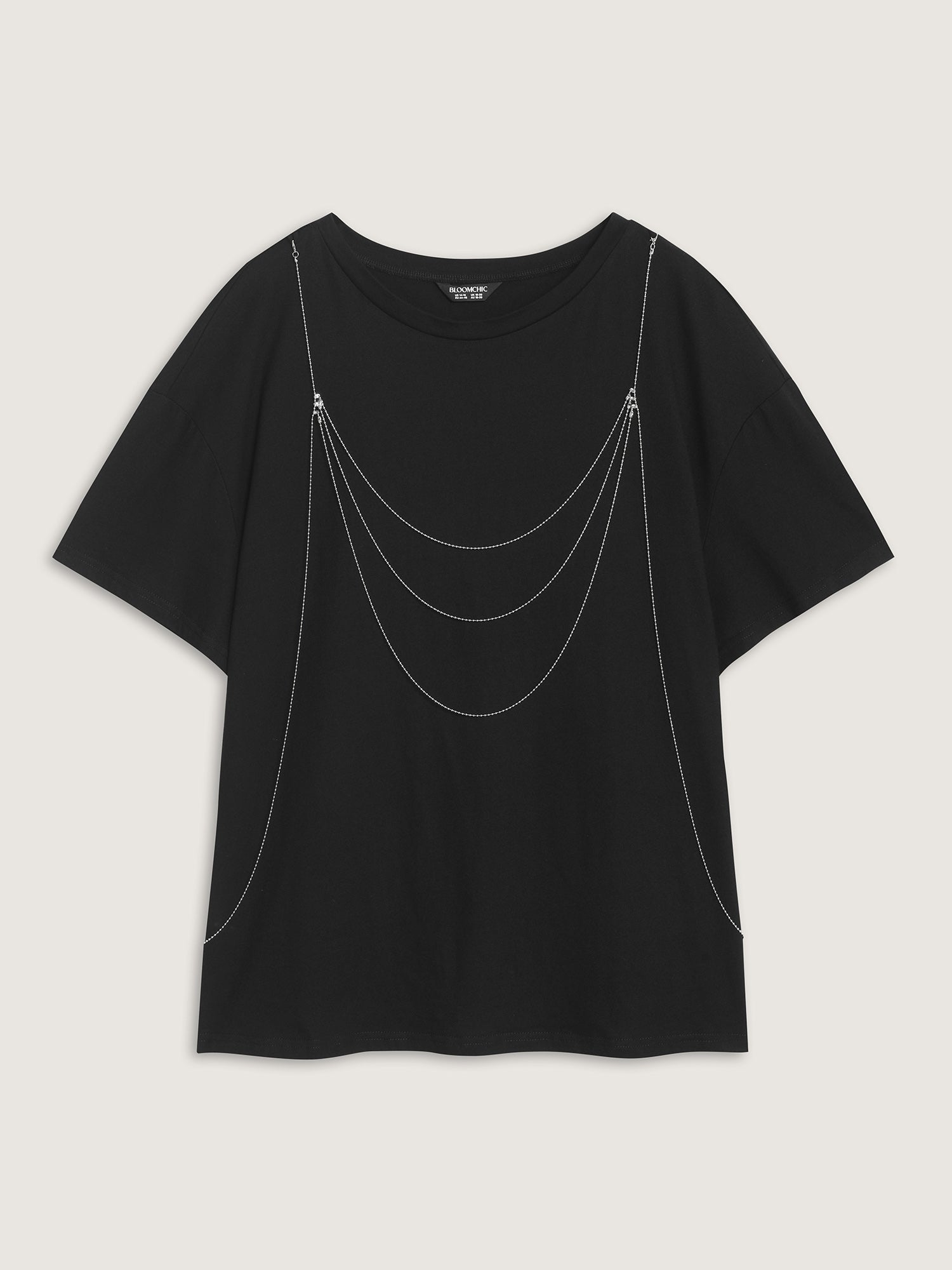 Cotton Tassels Round Neck Plain T-Shirt