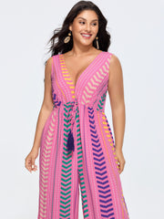 Colorful Geometric Print Tassel Jumpsuit