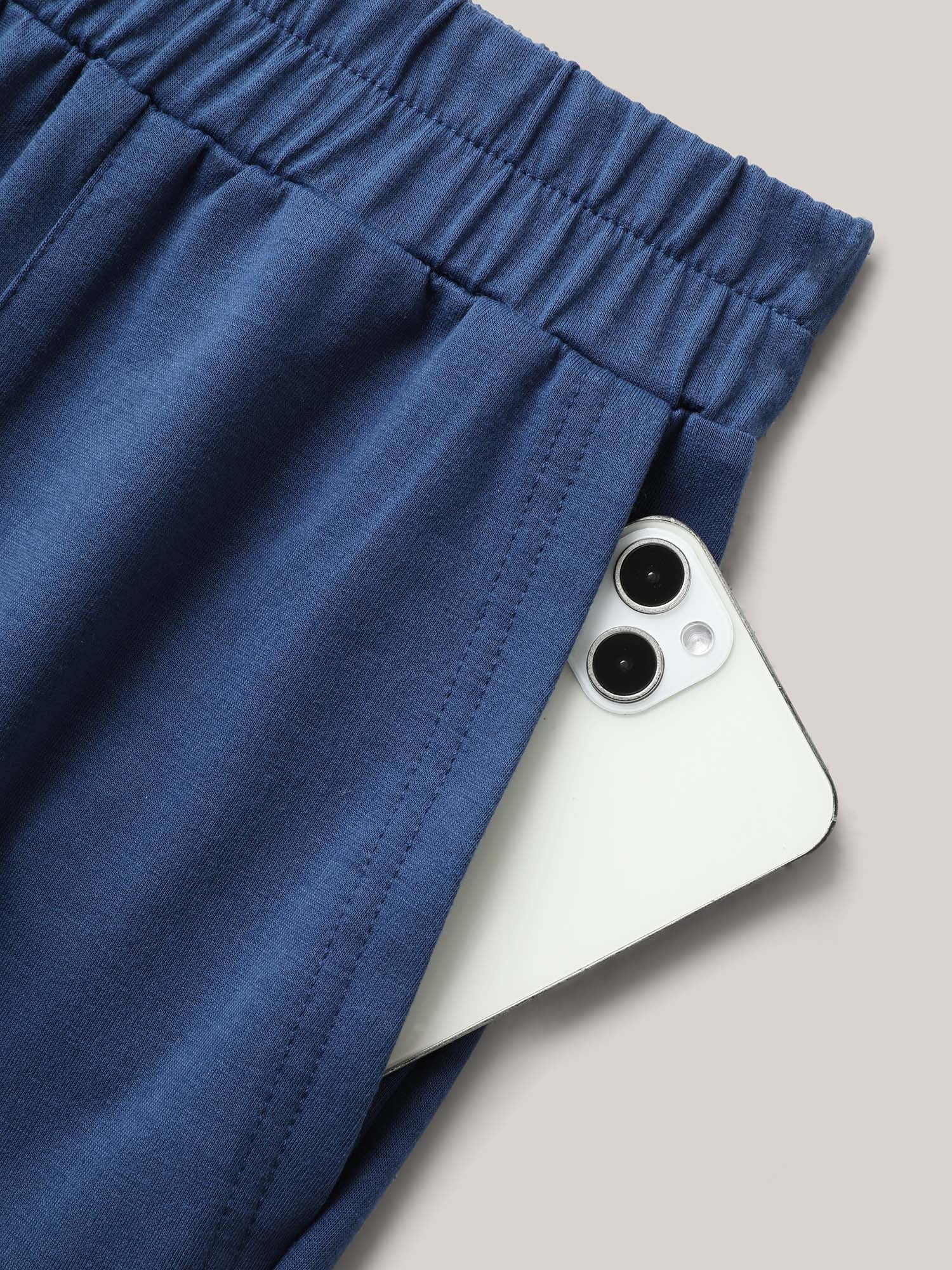 Stretchy Waist Asymmetrical Hem Straight-Leg Pants
