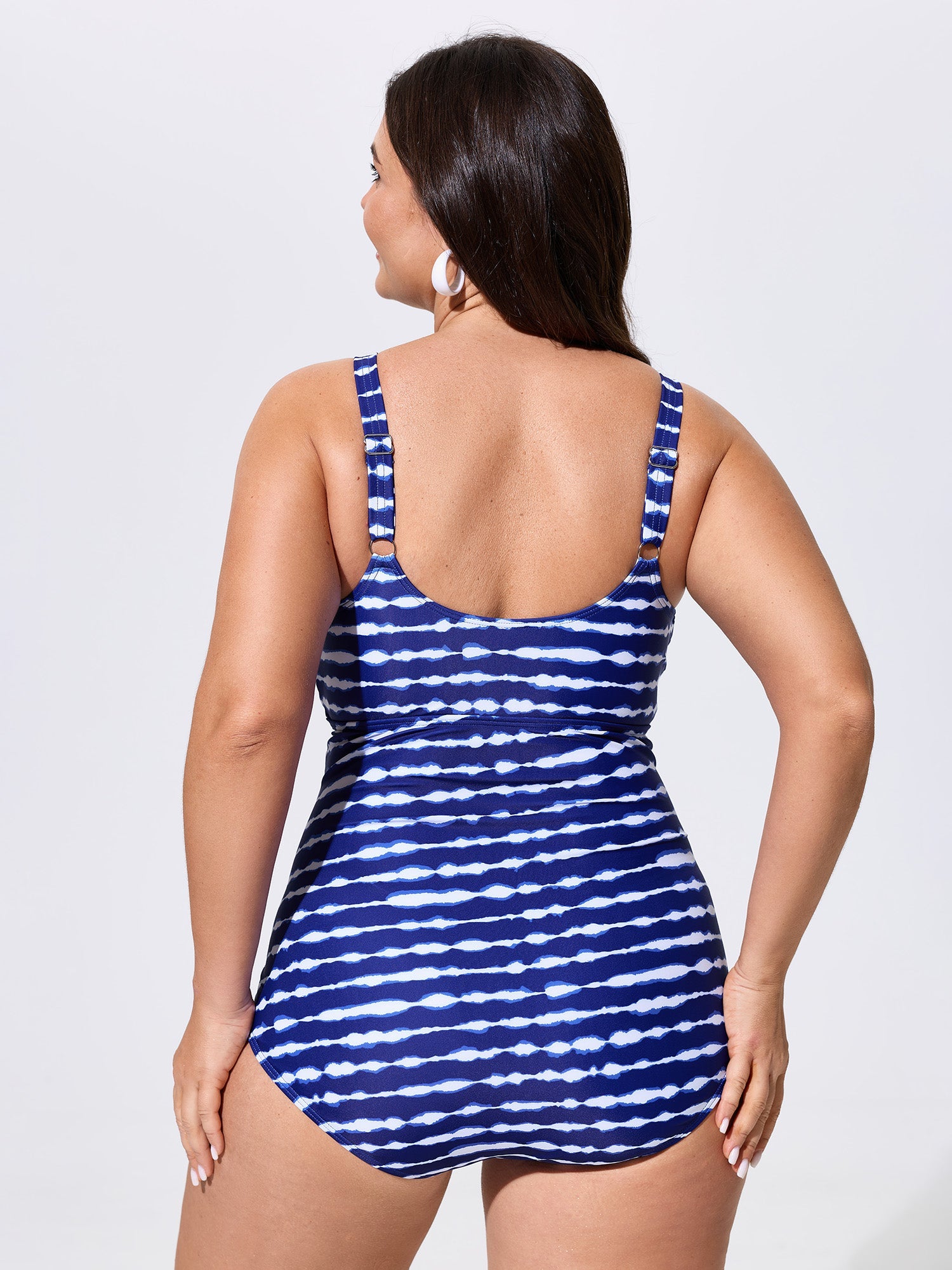 Tie-Dye Effect Striped Print One-Piece Swim