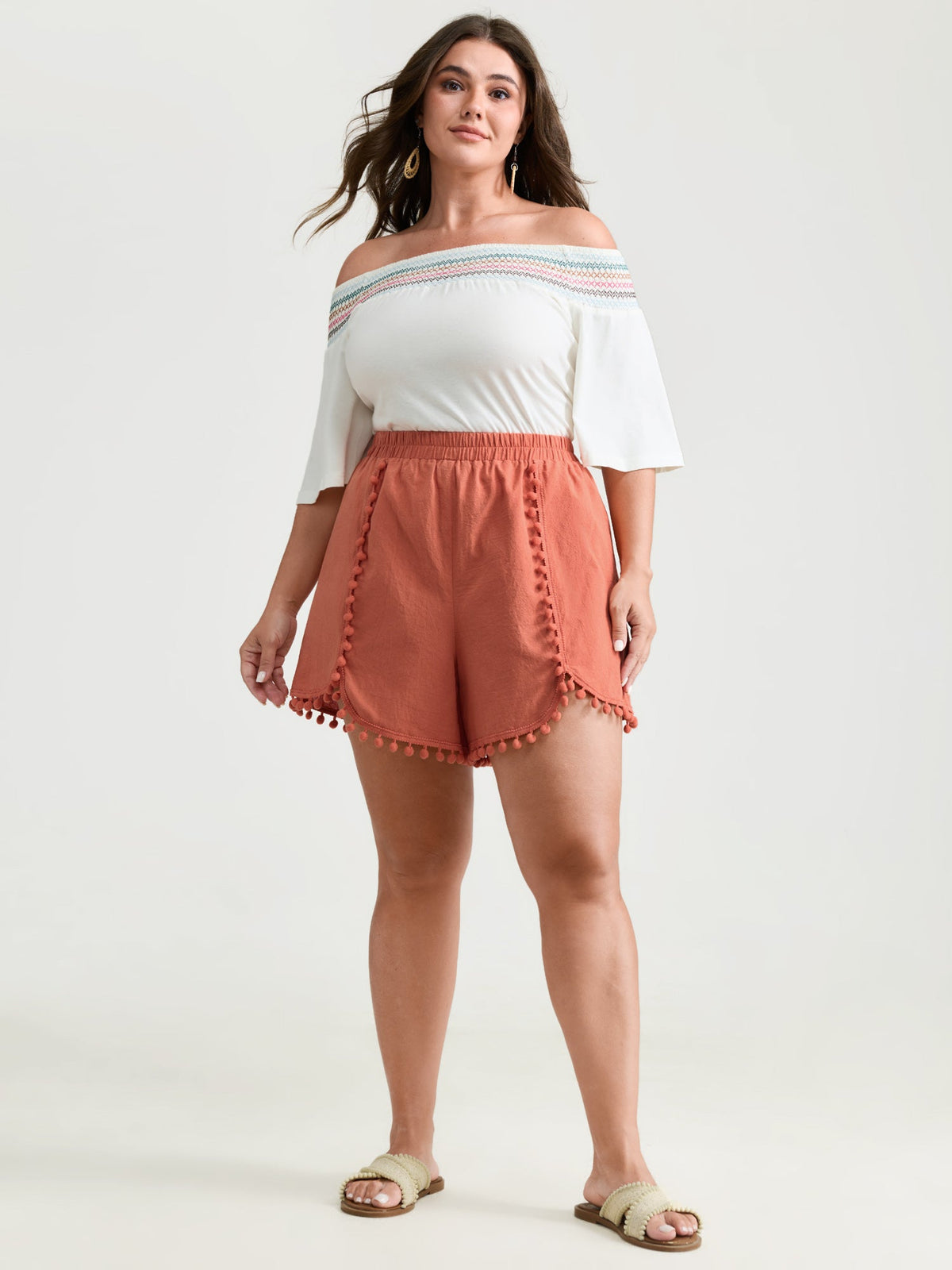 Pure Cotton Petal Hem Shorts