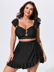Adjustable Side Drawstring Ruffled Swim Bottoms