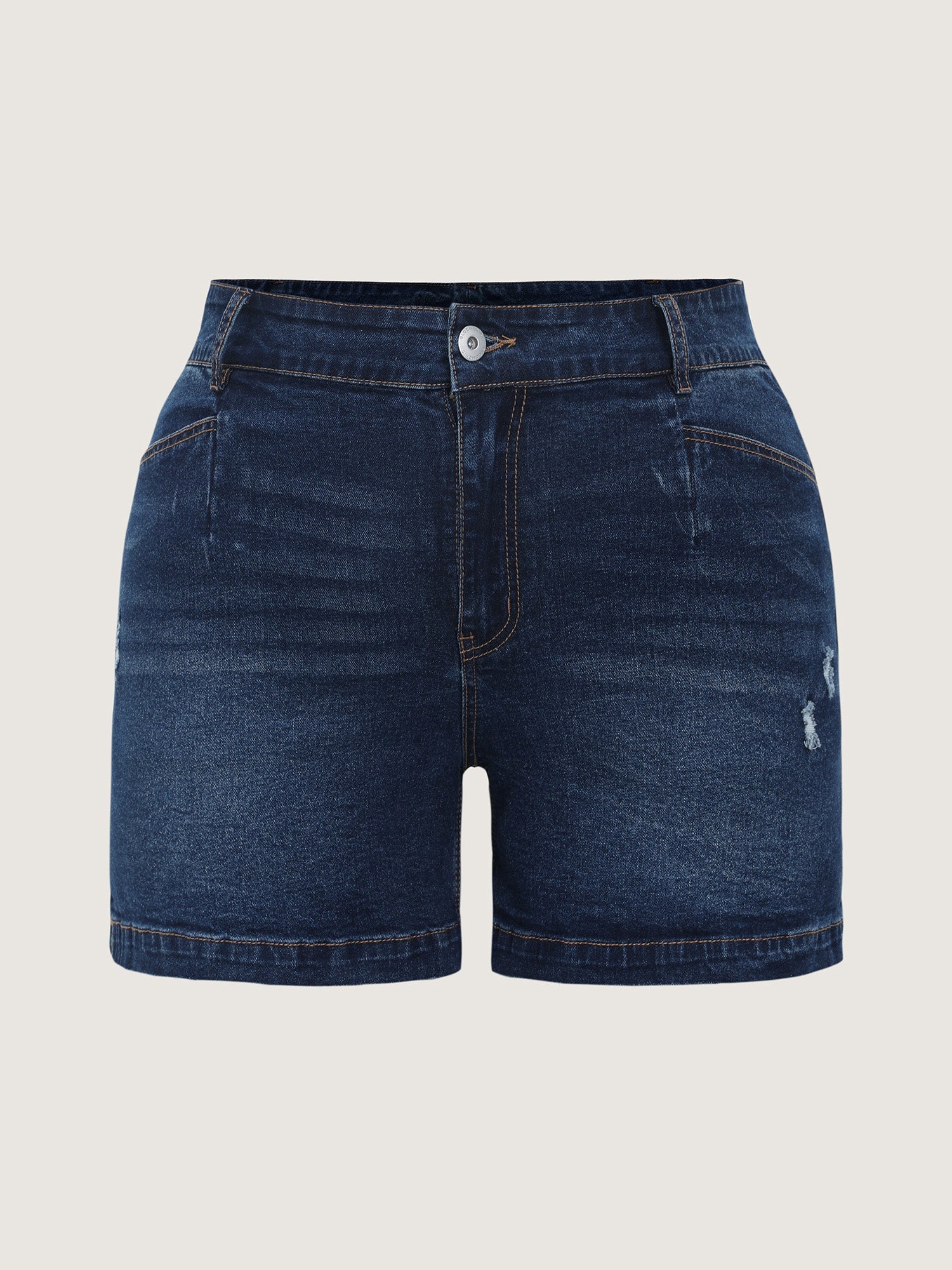 Stretchy Back Elastic Waistband Skinny-Fit Denim Shorts