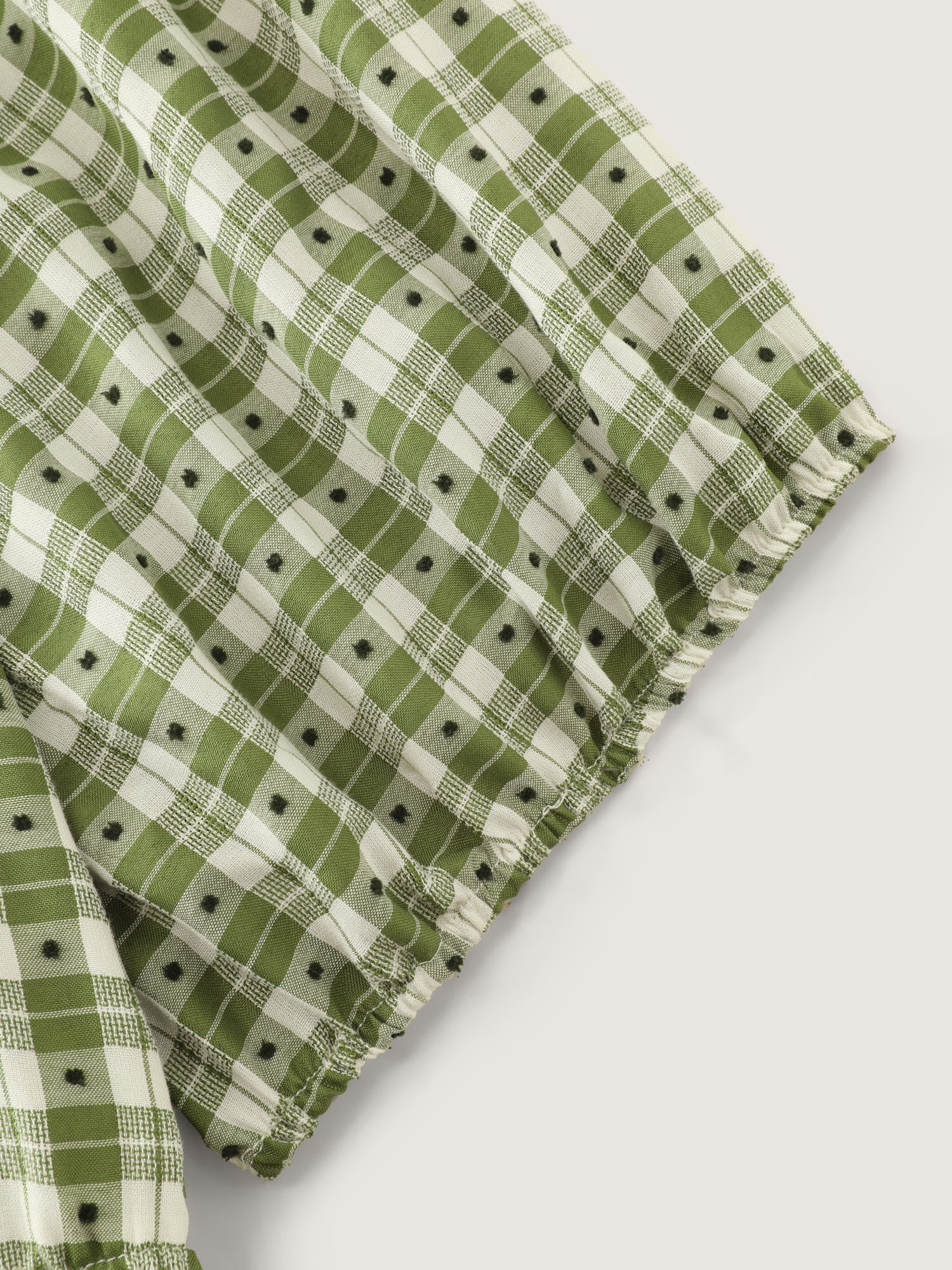 Gingham Print Adjustable Drawstring Neckline Midi Dress