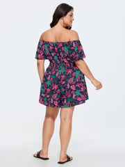 Floral Print Ruffled Off-Shoulder Romper