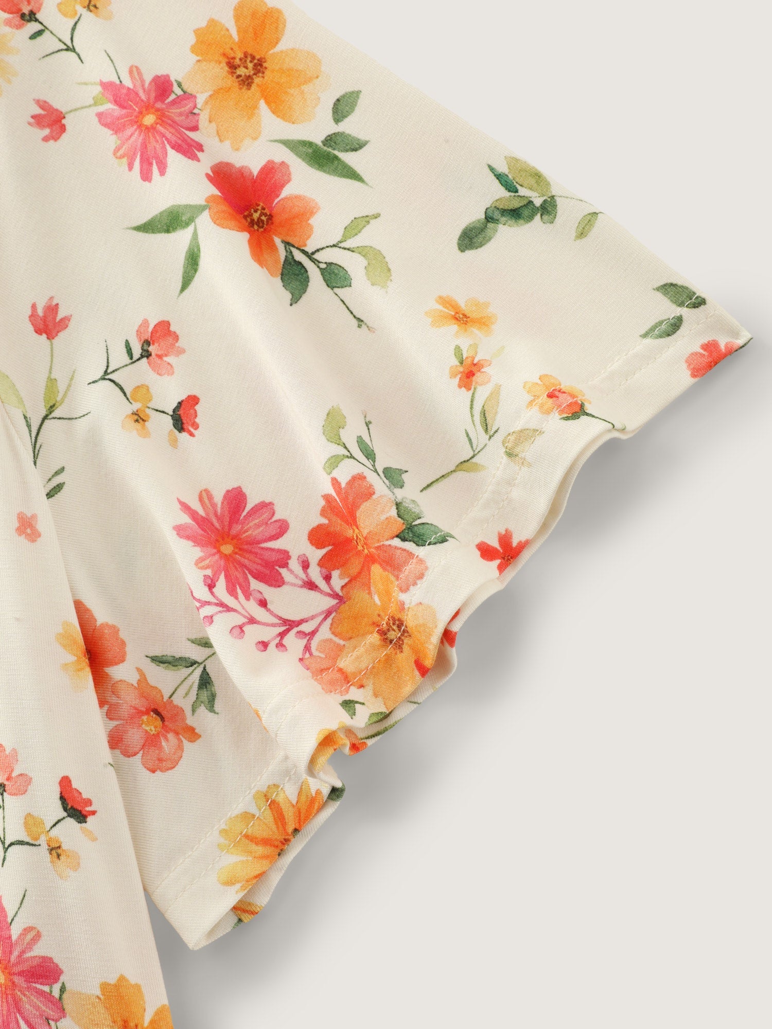 Stretchy Floral Print V-Neck Knit Top