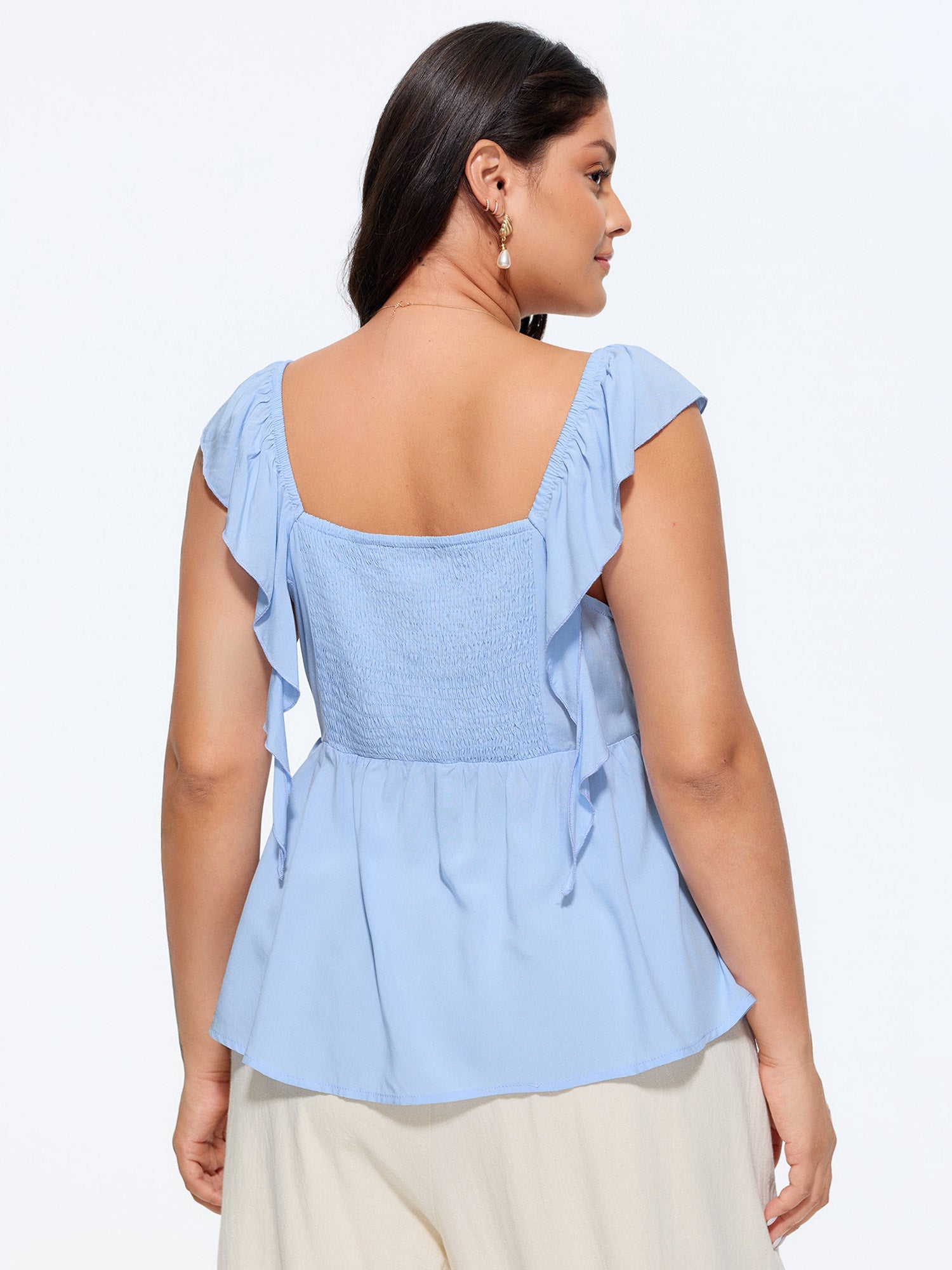 Shirred Back Fit And Flare Blouse
