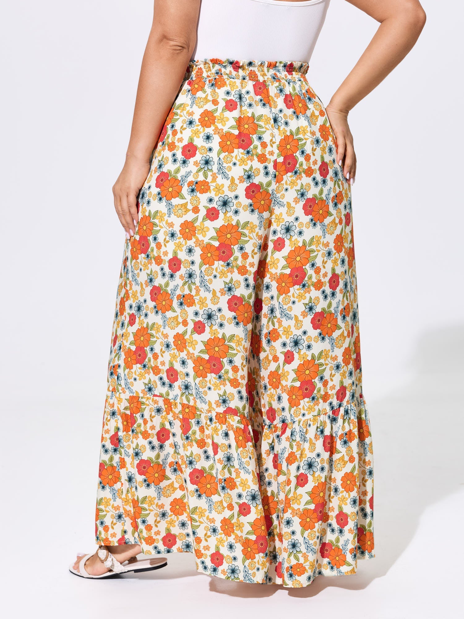Supersoft Floral Print Ruffled Hem Pants