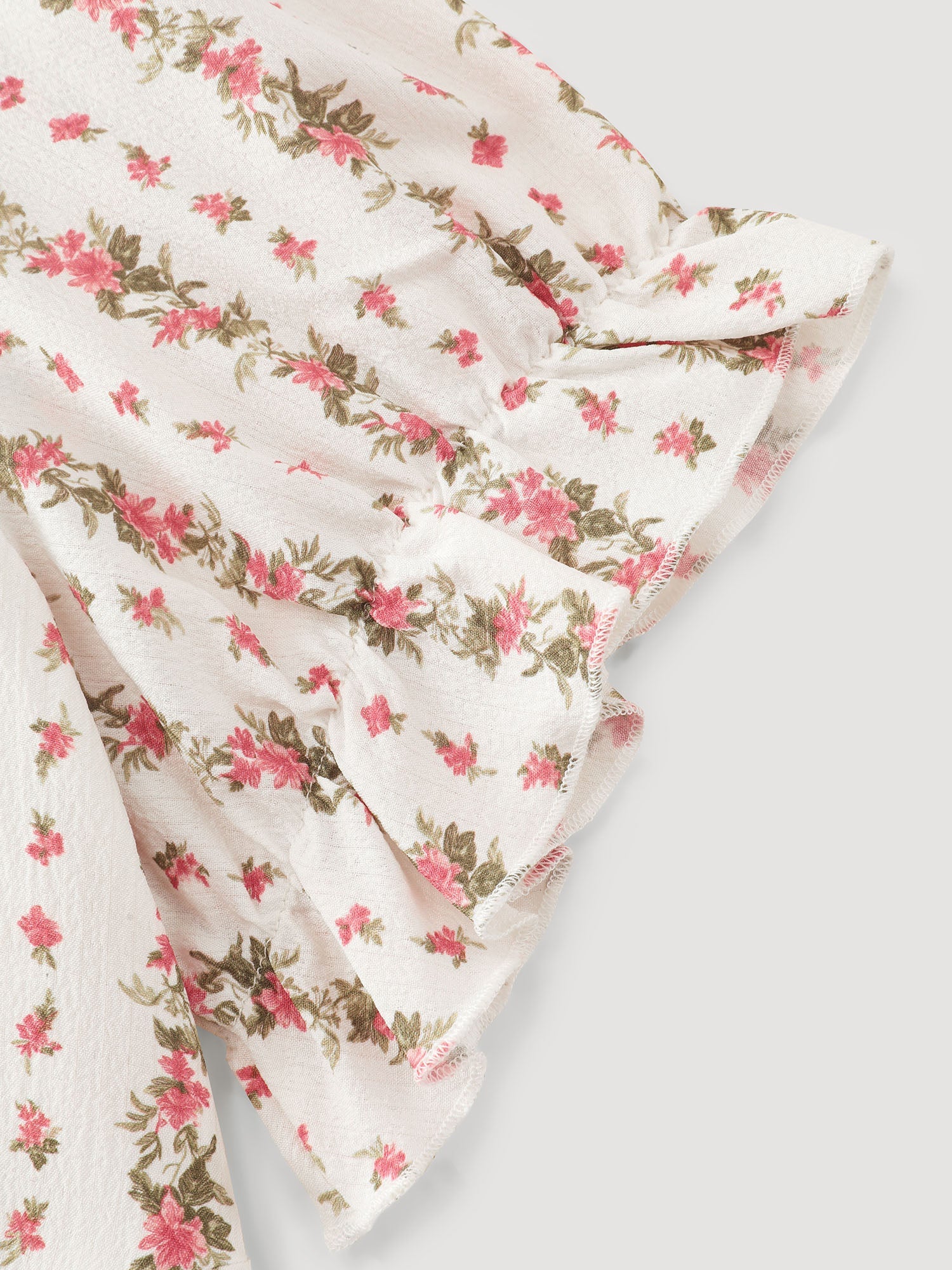 Floral Striped Adjustable Drawstring Blouse