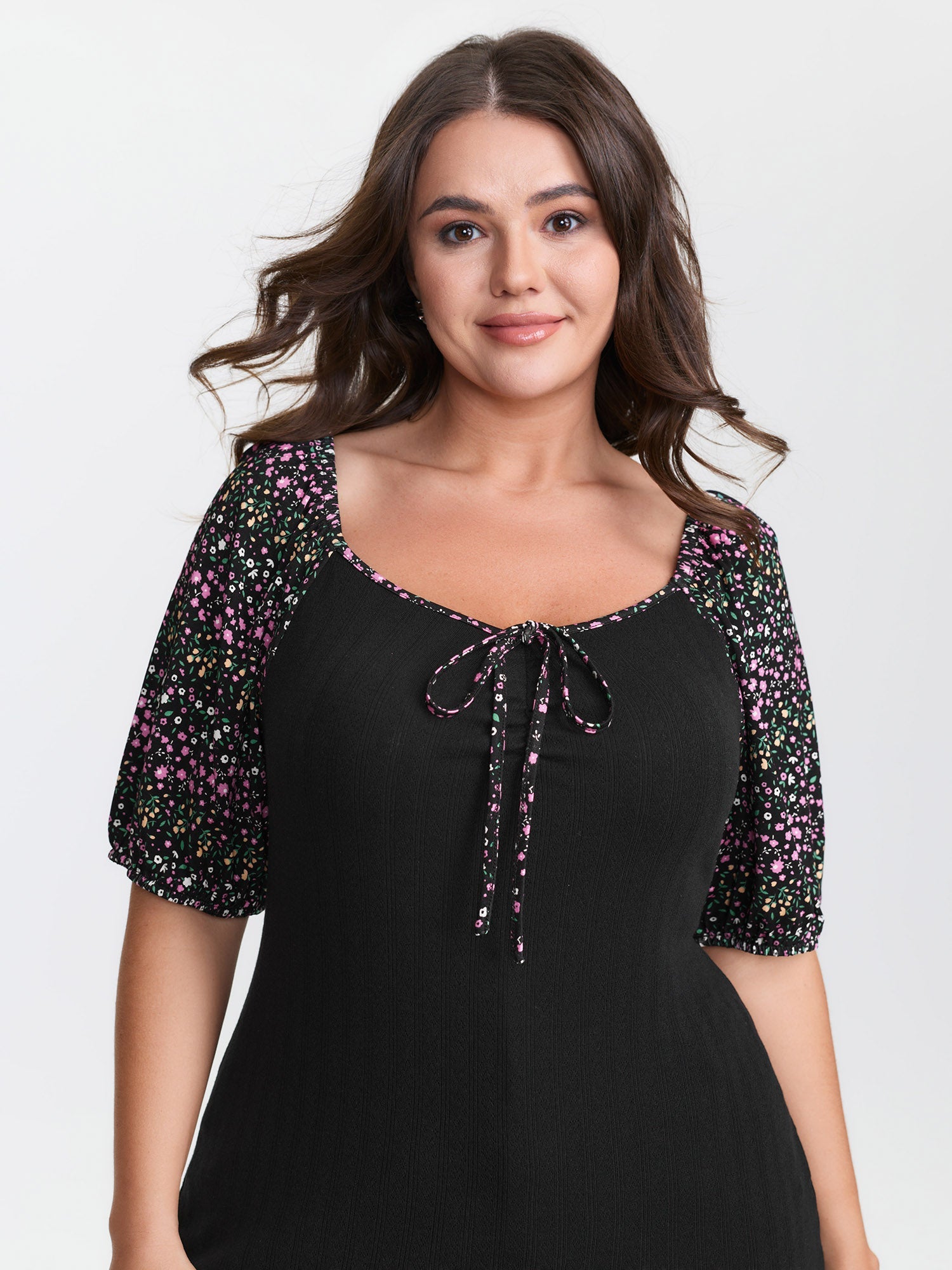 Floral Print Color Contrast T-Shirt