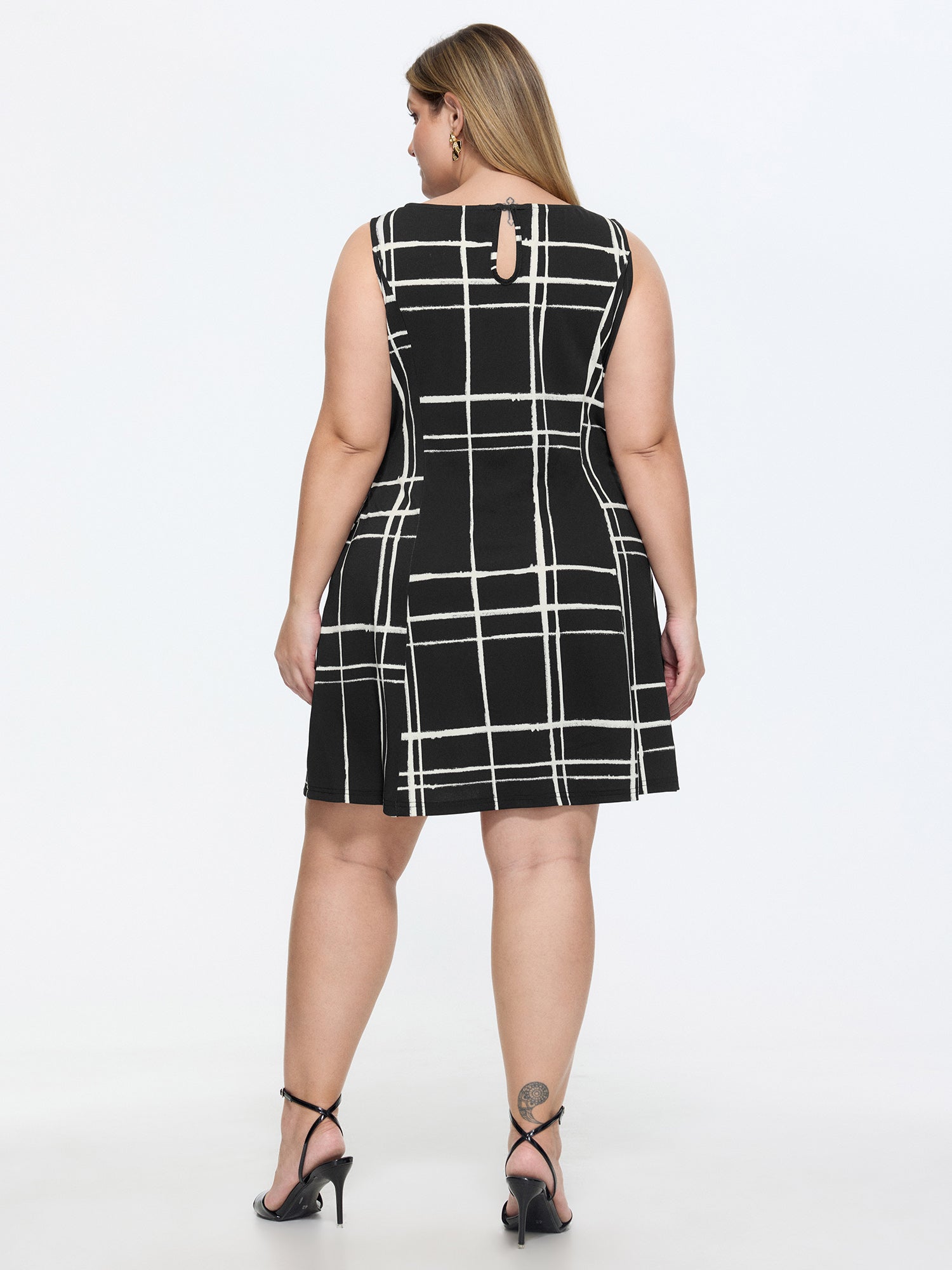 Geometric Print Pockets Mini Dress