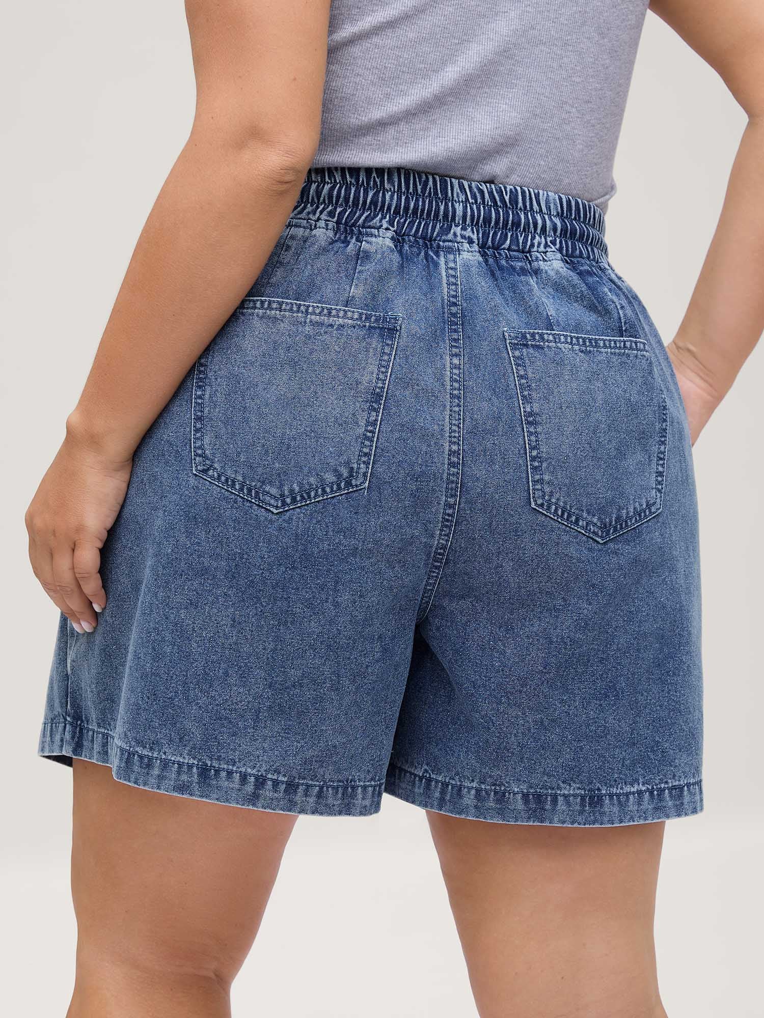 Pull-On Elastic Waist Denim Skort