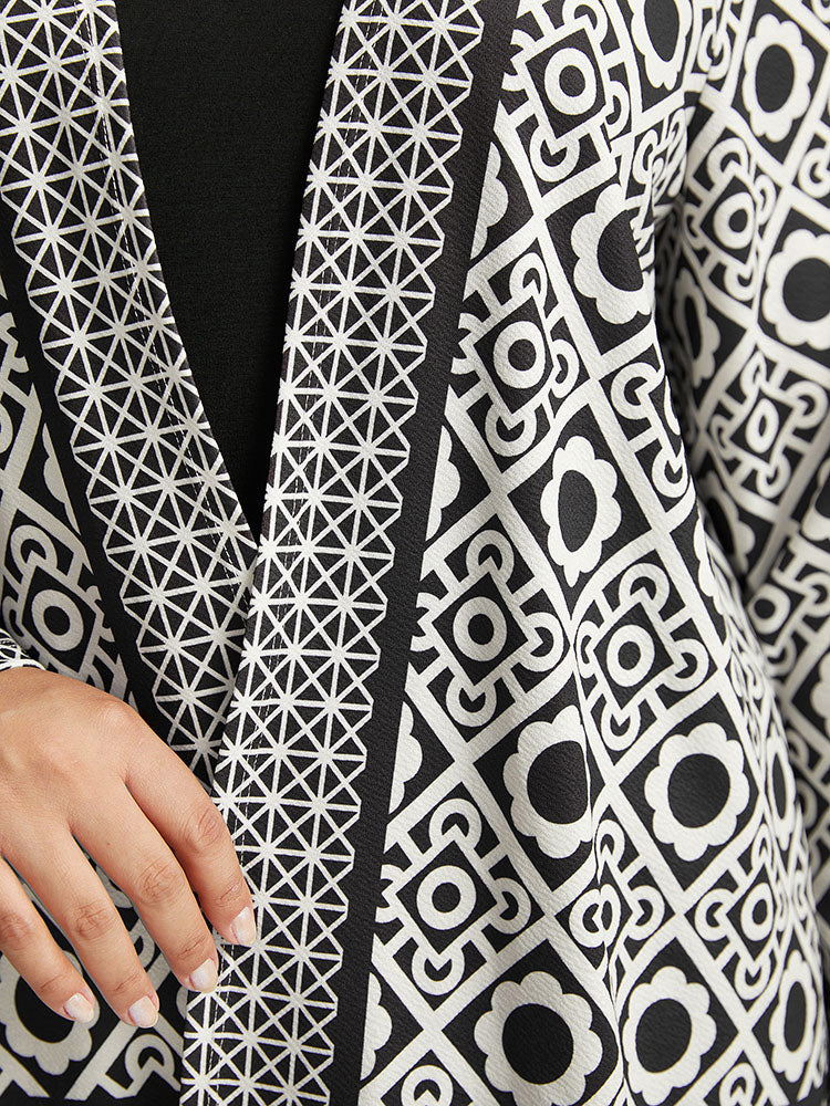Geometric Print Open Front Kimono