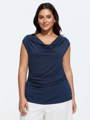 Stretchy Cowl Neckline Knit Top