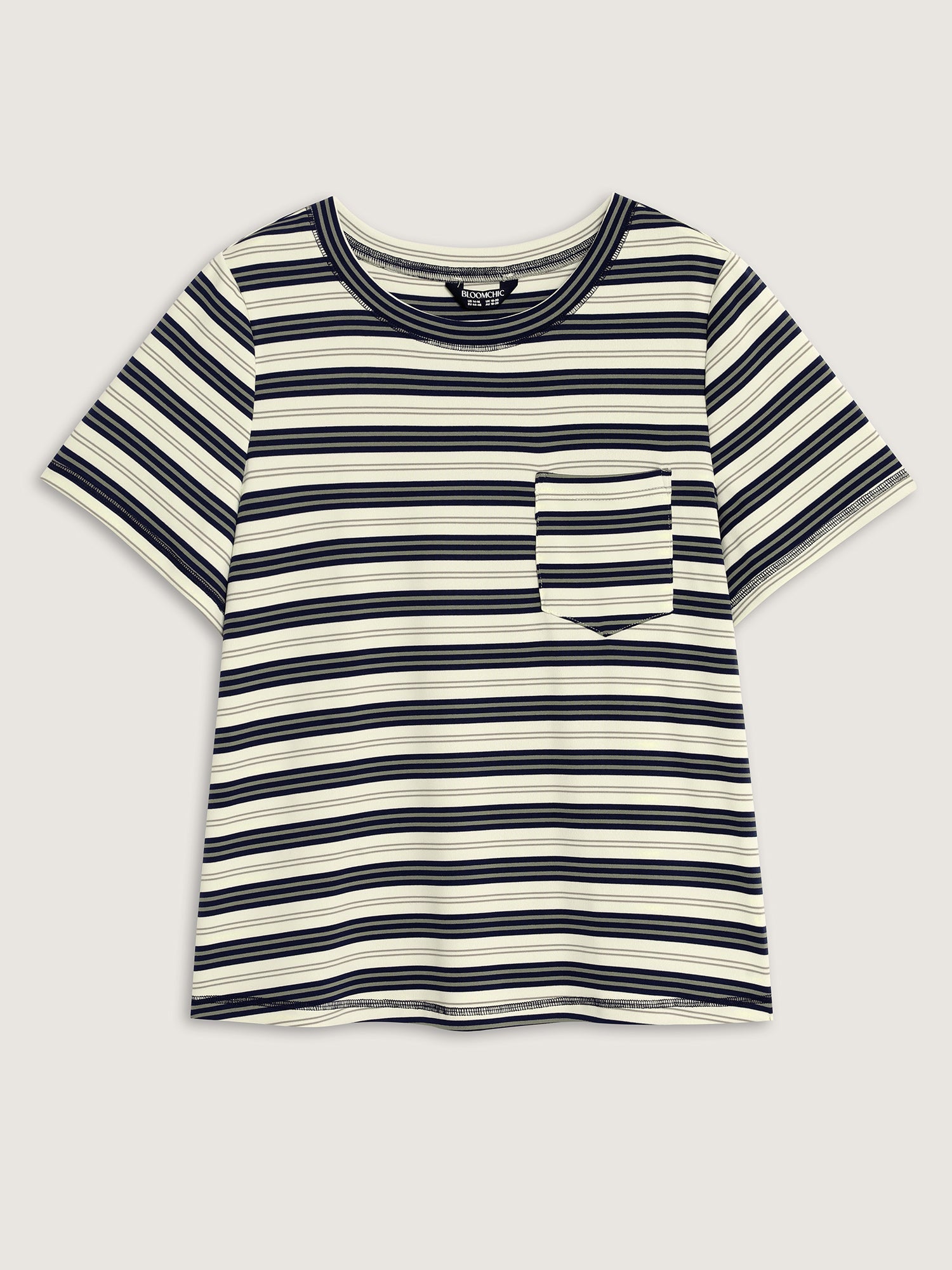 Stretchy Striped Print Round Neck T-Shirt