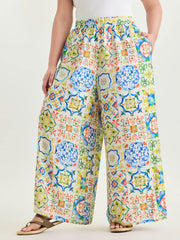 Supersoft Floral Patchwork Print Pockets Pants