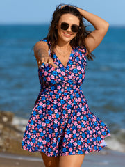Floral Flutter Sleeve Flowy Swim Dress